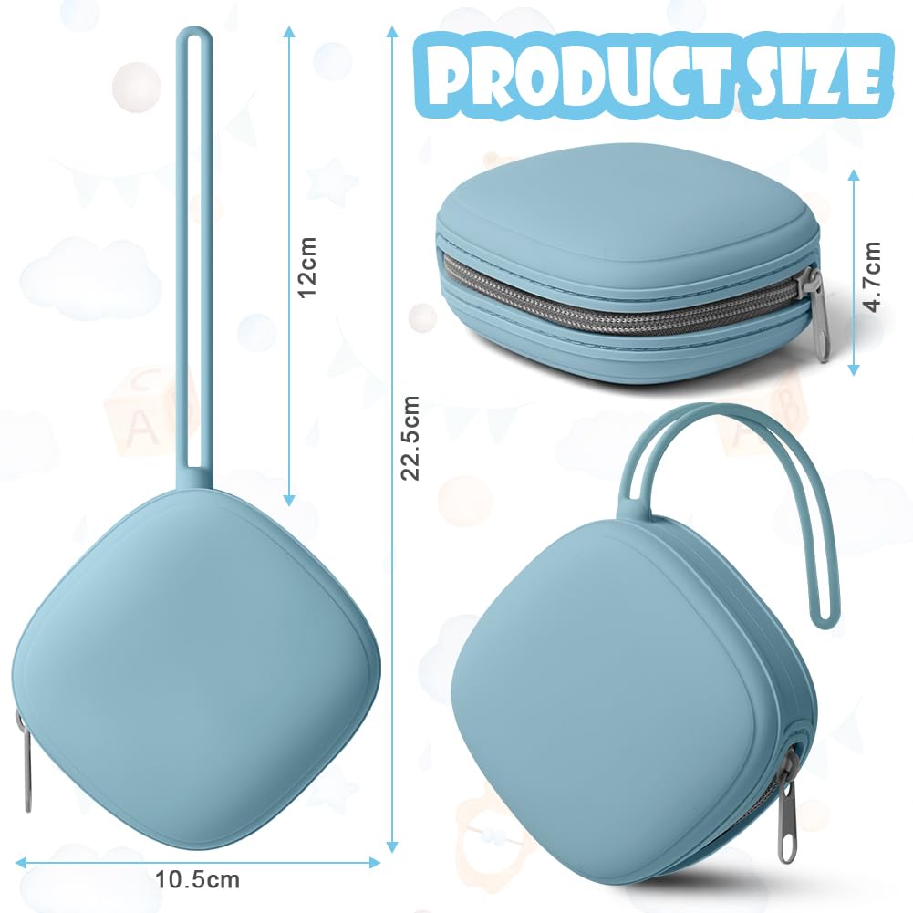 Detalle de Aolso Silikon Schnullerbox Quadrat – BPA-frei, wasserdicht und tragbar (Blau-Grün)