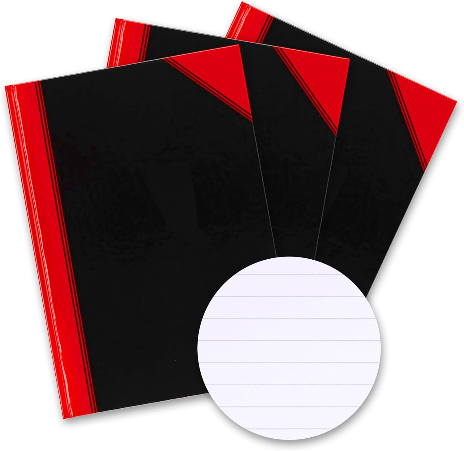 Bantex Notizbuch A4, liniert, 192 Seiten, 70 g/m², Hardcover schwarz-rot, 3 Stück