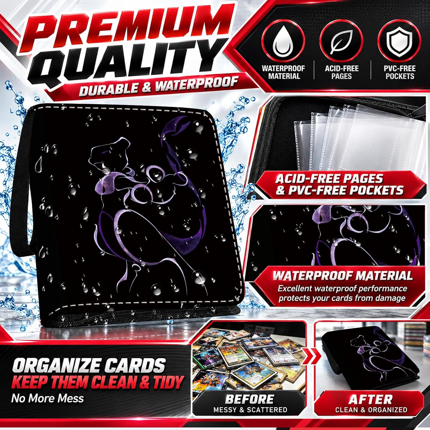 Detalle 1 de MYTCG meng-1008 Trading Card Binder, 9-Pocket, 56 Removable Pages