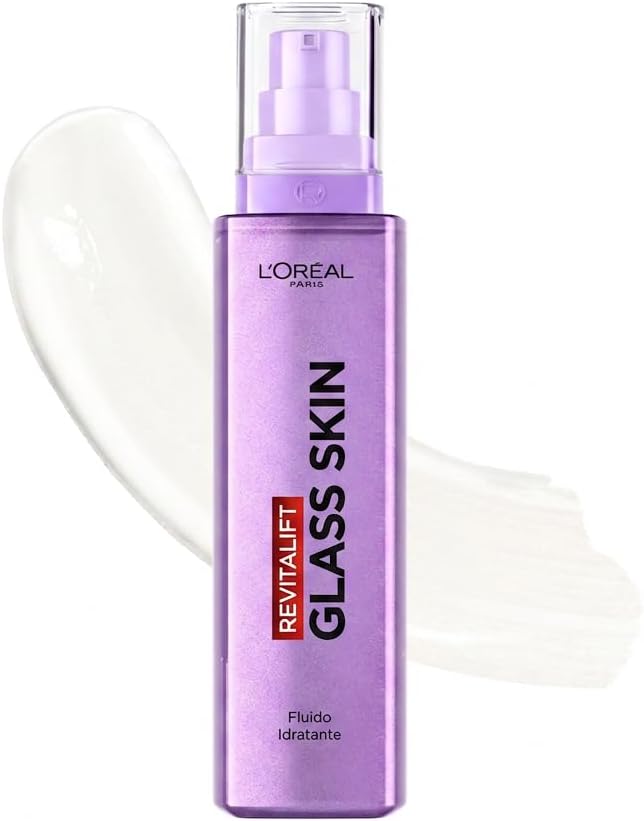 L'Oréal Paris Fluido Idratante Revitalift Filler Glass Skin 70 ml – Idratazione Intensa e Rughe Ridotte