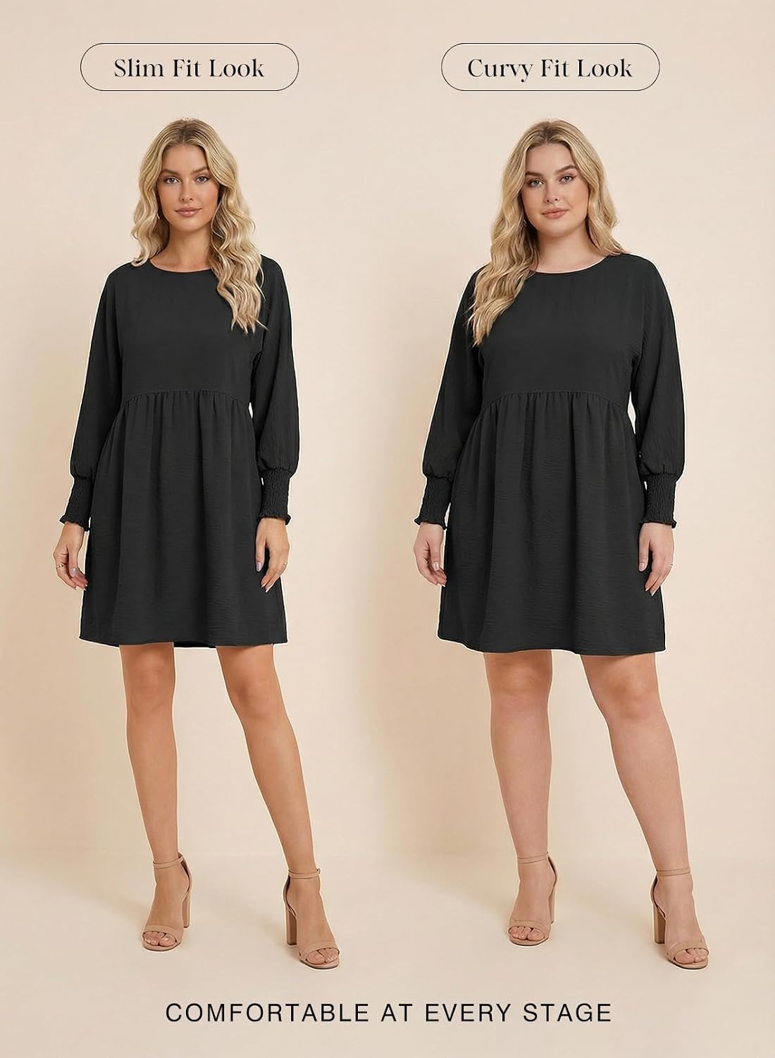 Detalle de Dokotoo Women’s Casual Tunic Dress (Empire Waist, Short Sleeve Babydoll Style)