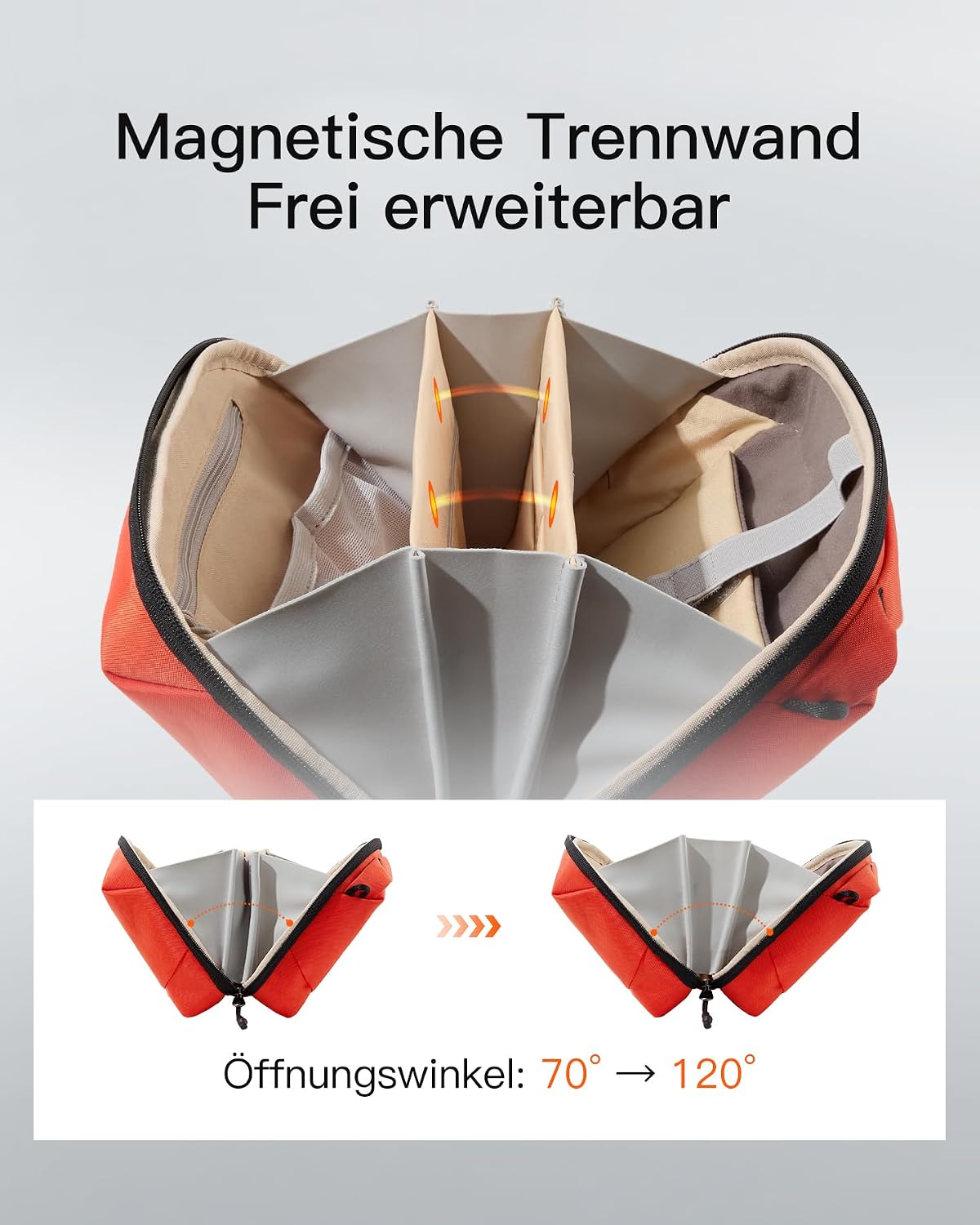 Detalle de Inateck praktischer Organizer für elektronisches Zubehör – spritzwasserresistente Reisetasche mit vielen Fächern