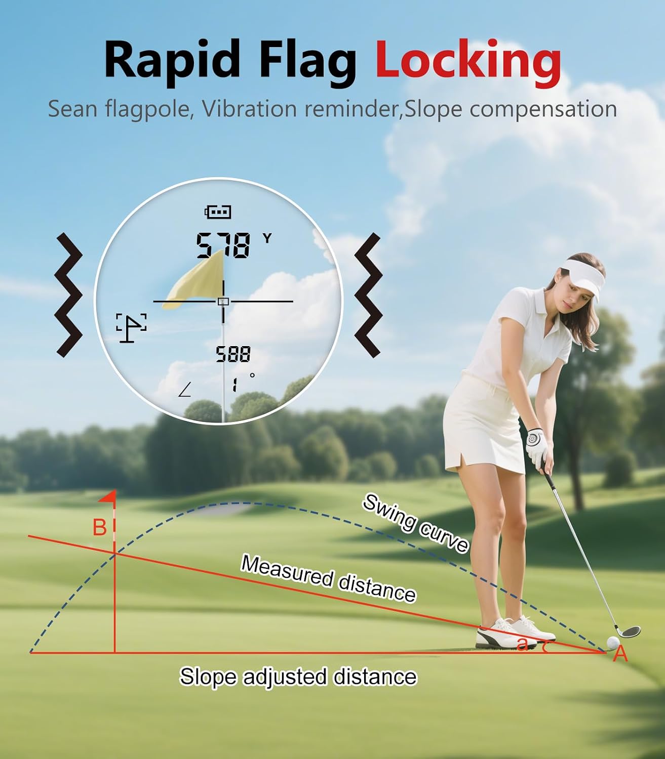 Thumbnail 3 de Flagfront Golf Rangefinder with Slope, 6x Magnification