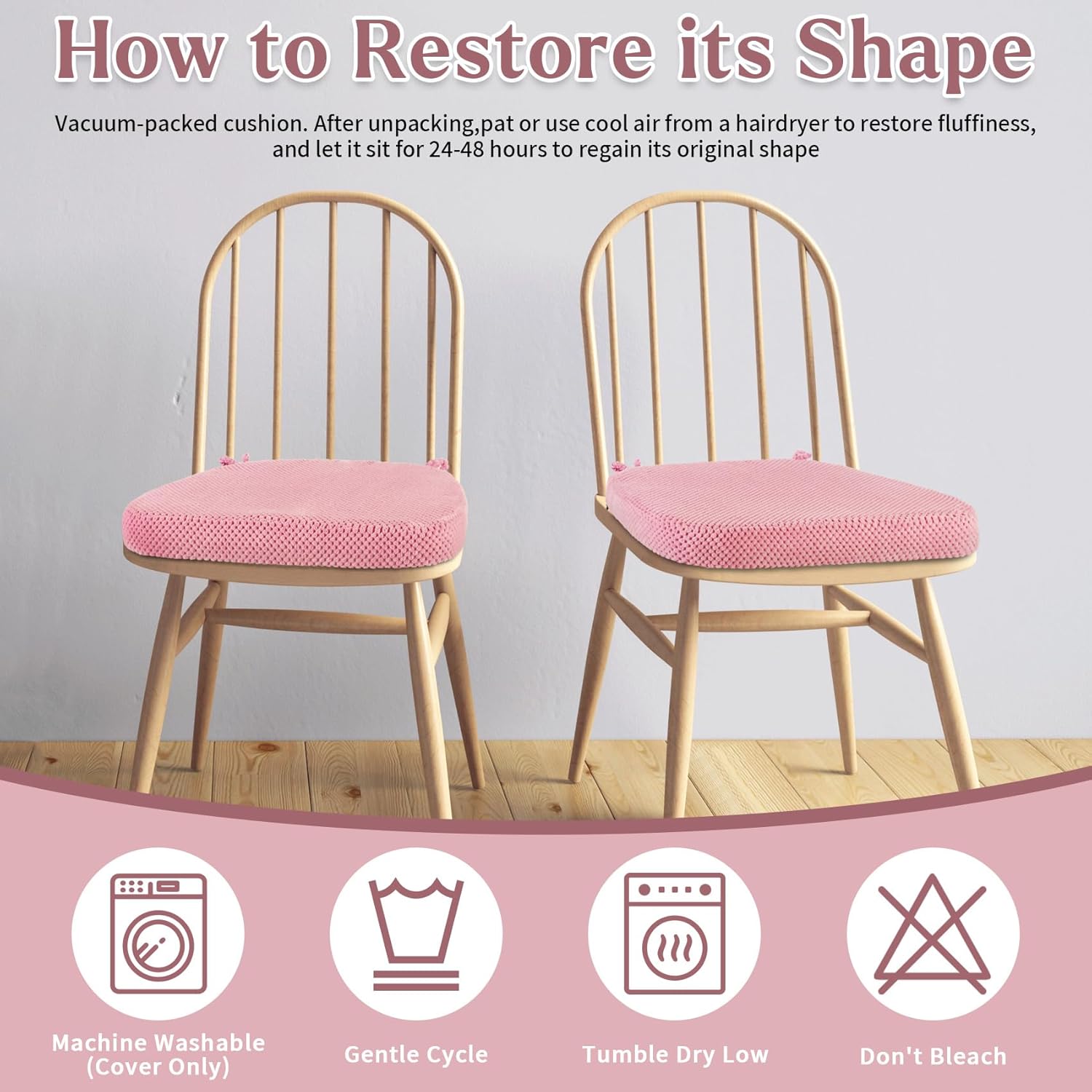 Thumbnail 4 de PRONOUS 17"x16" Pink D-Shape Chair Cushion pack 🎋