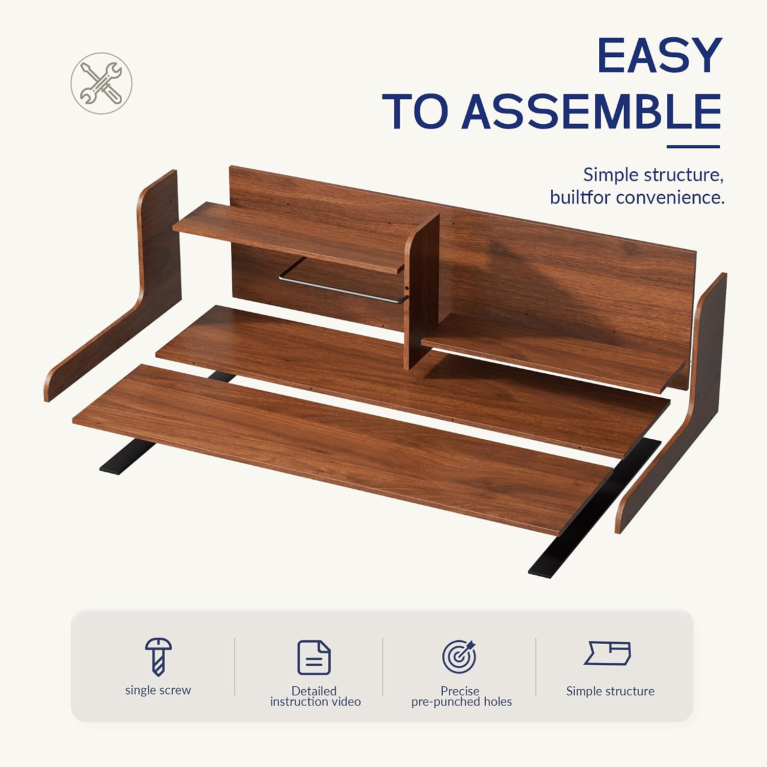 Thumbnail 6 de DTK w-hr Washer Dryer Countertop with 2-Tier Shelf and Clothes Rail, Walnut