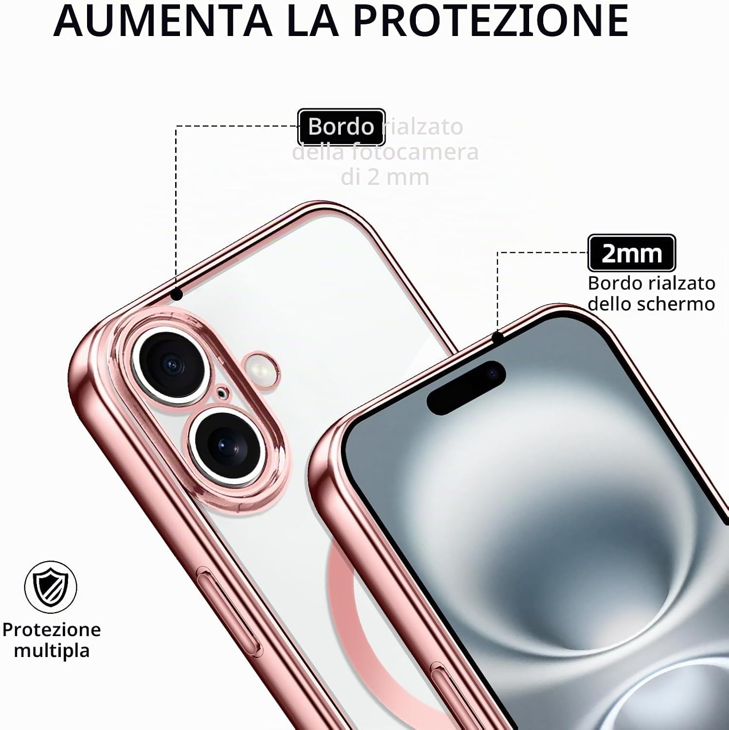 Detalle 2 de Oelrstfe Cover Magnetica Trasparente con Cordino per iPhone 16 – Custodia sottile in silicone con laccio regolabile e magnetico integrato