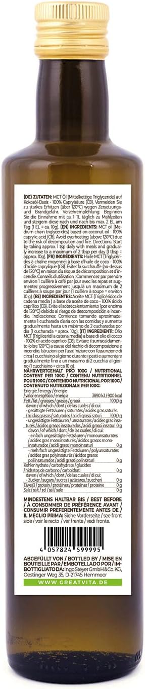 Detalle 2 de Aceite MeaVita C8 de Coco y MCT 🌴 500 ml