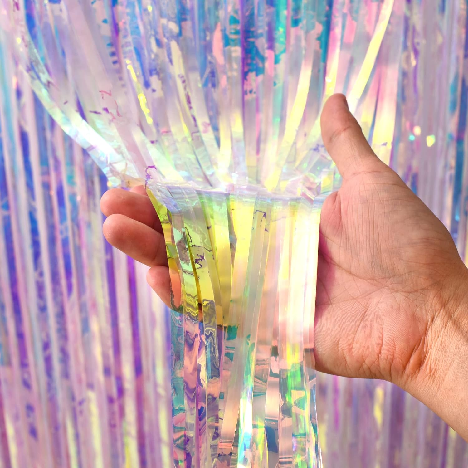Thumbnail 6 de GREATRIL Lametta Vorhang Irisierende Glitzerfolie – 1 Stück, metallischer Party-Hintergrund