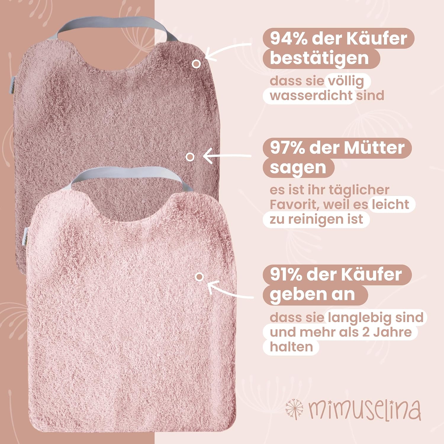 Thumbnail 4 de MIMUSELINA Set aus 5 Große Frottee-Lätzchen Baby – Wasserdicht, Wiederverwendbar und OEKO-TEX-zertifiziert