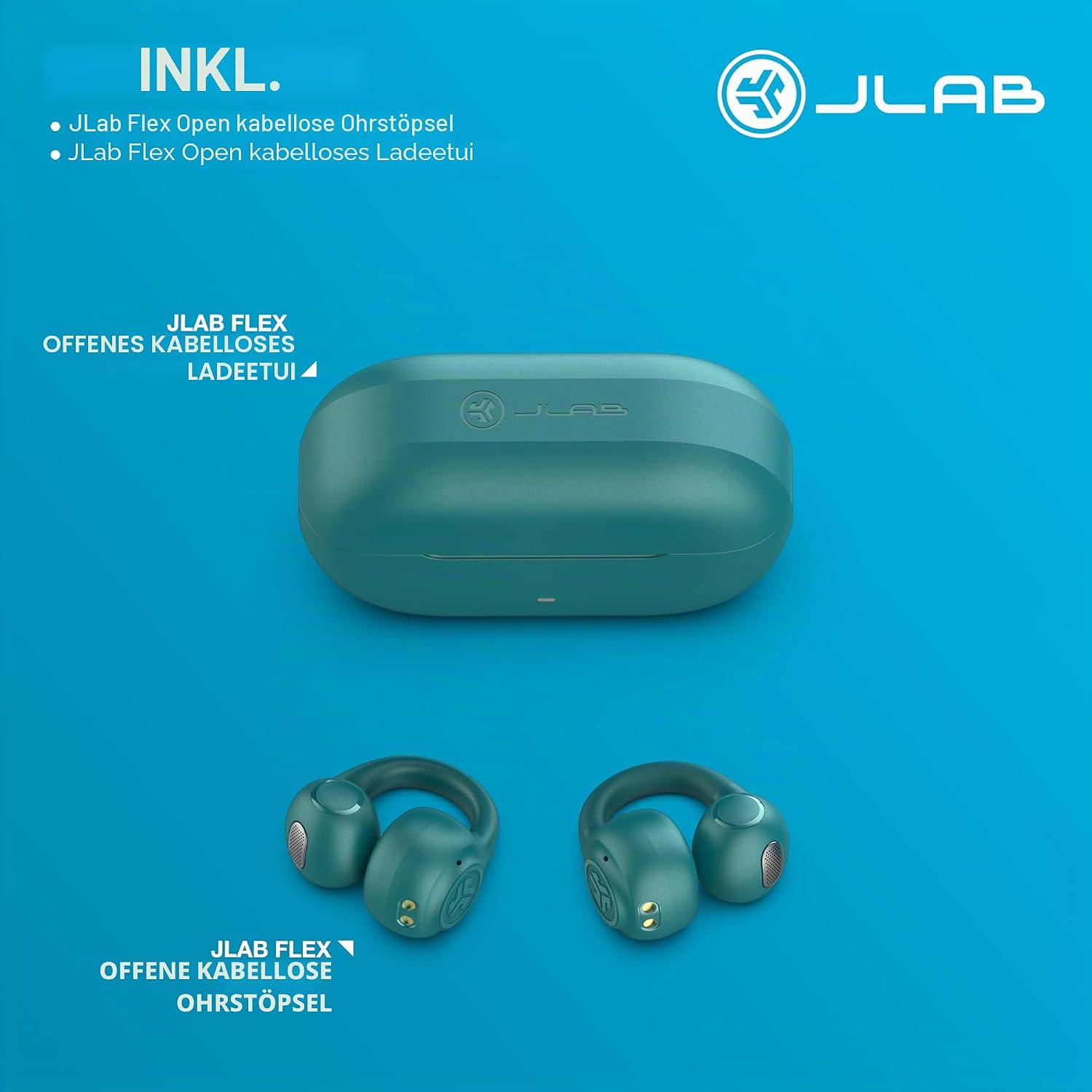 Thumbnail 6 de JLab Flex Open Ear Kopfhörer (Open-Ear) mit Bluetooth Multipoint, Clip-Design und 21 Stunden Akkulaufzeit – Blaugrün