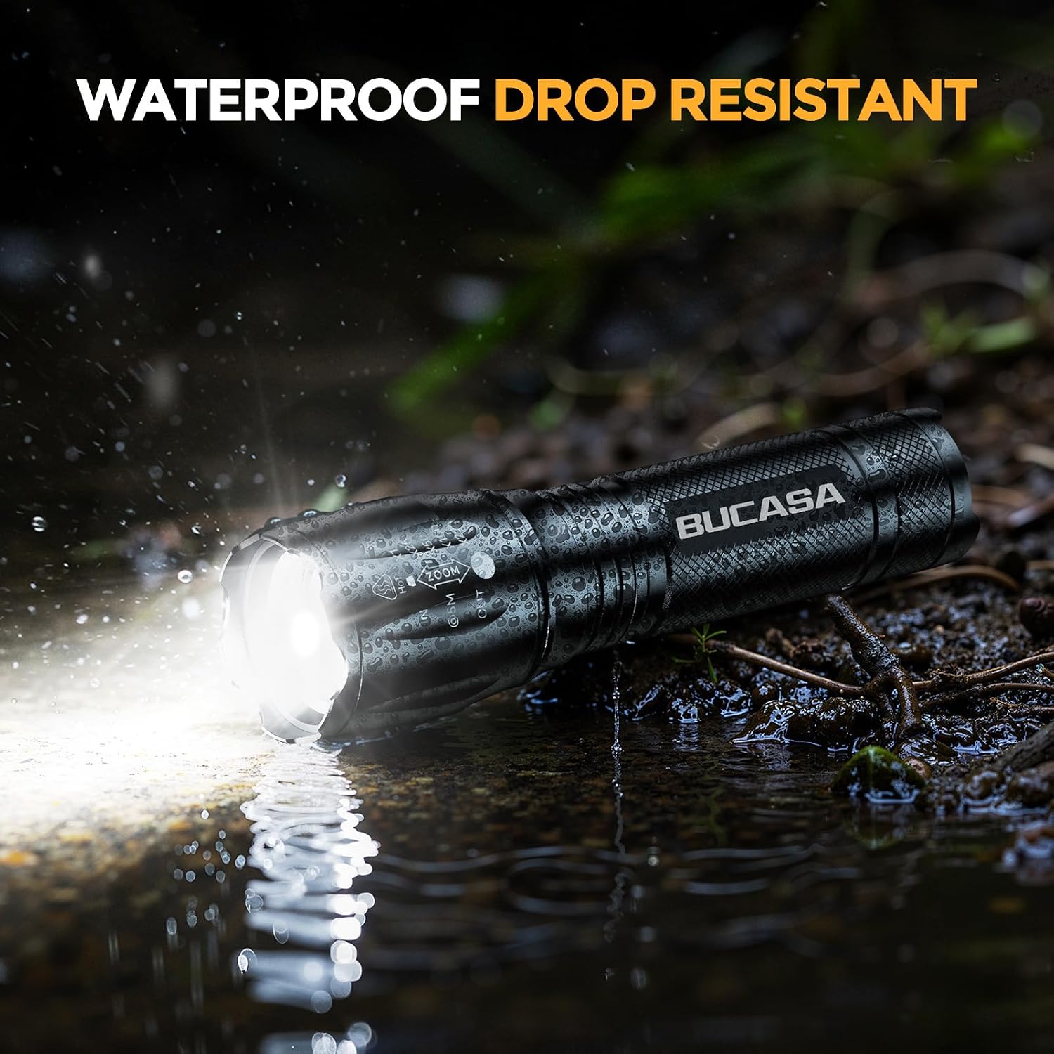 Detalle de BUCASA SFL011 Rechargeable LED Flashlights, 3-Pack with 3 Modes and Zoom Focus