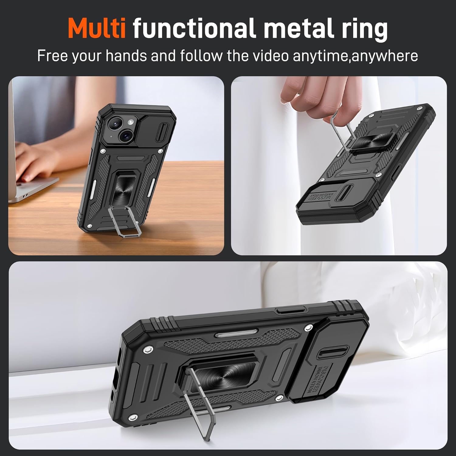Thumbnail 4 de Jshru iPhone 15 Case with Screen Protector and Magnetic Kickstand