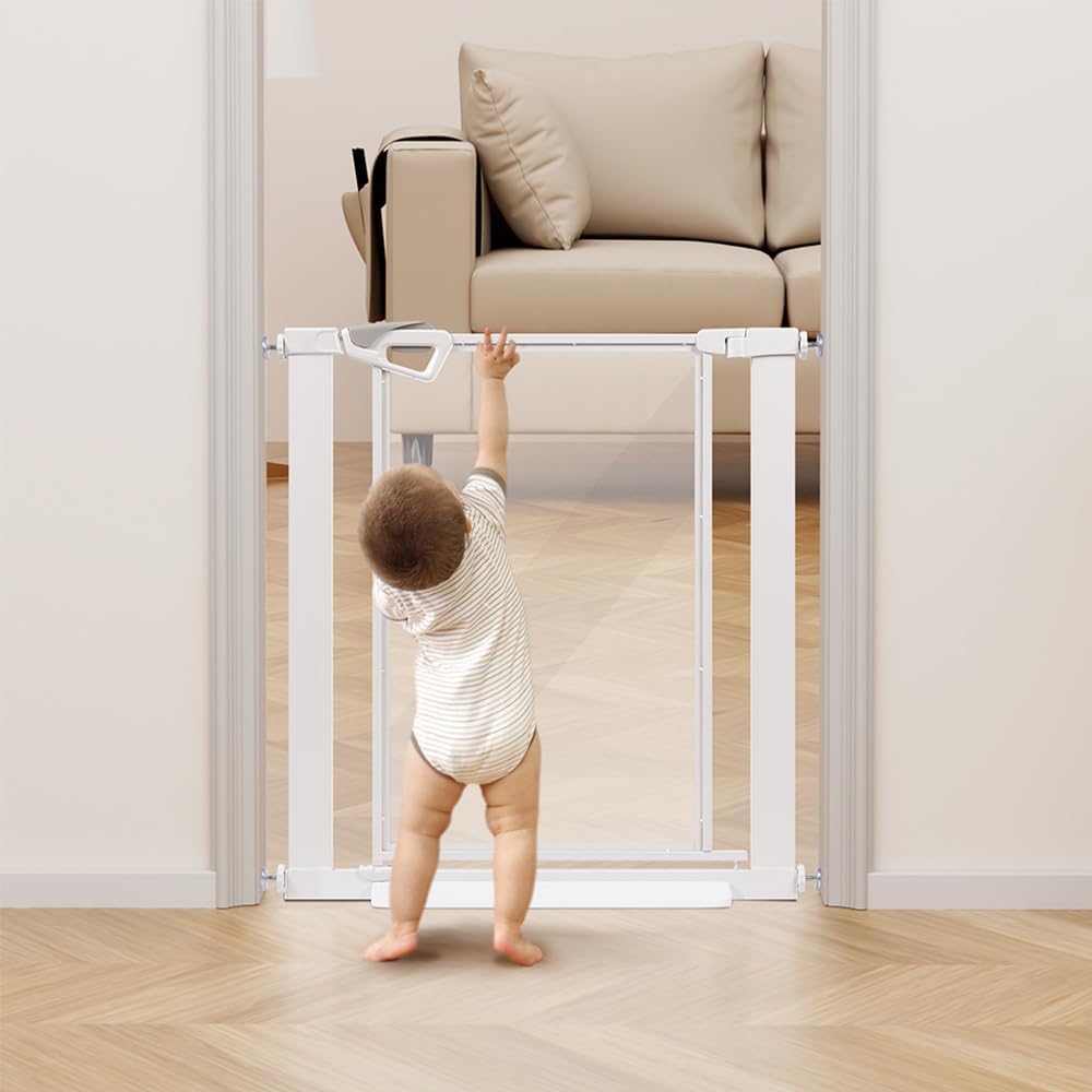 Detalle de unipaws Transparentes Hundegitter – Druckmontage, 74–109 cm, Weiß