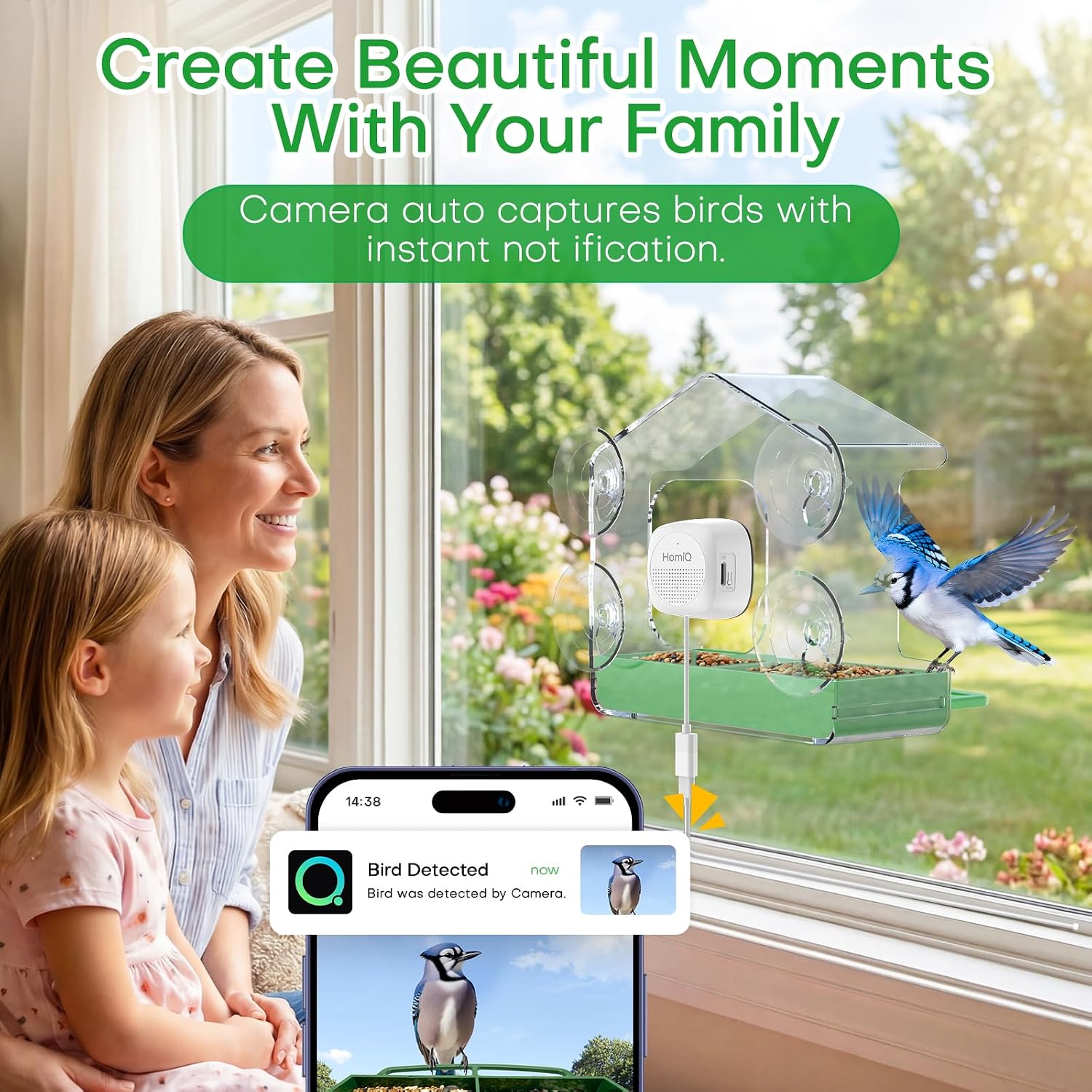 Thumbnail 5 de HomiQ Smart Window Bird Feeder with 2K HD Camera – AI Species Identification