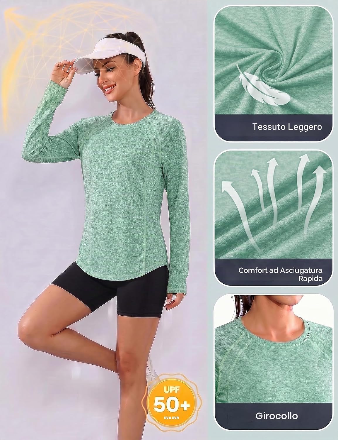 Detalle de Gyabnw Top Palestra Donna – Maglietta Sportiva Traspirante in Tessuto Elastico
