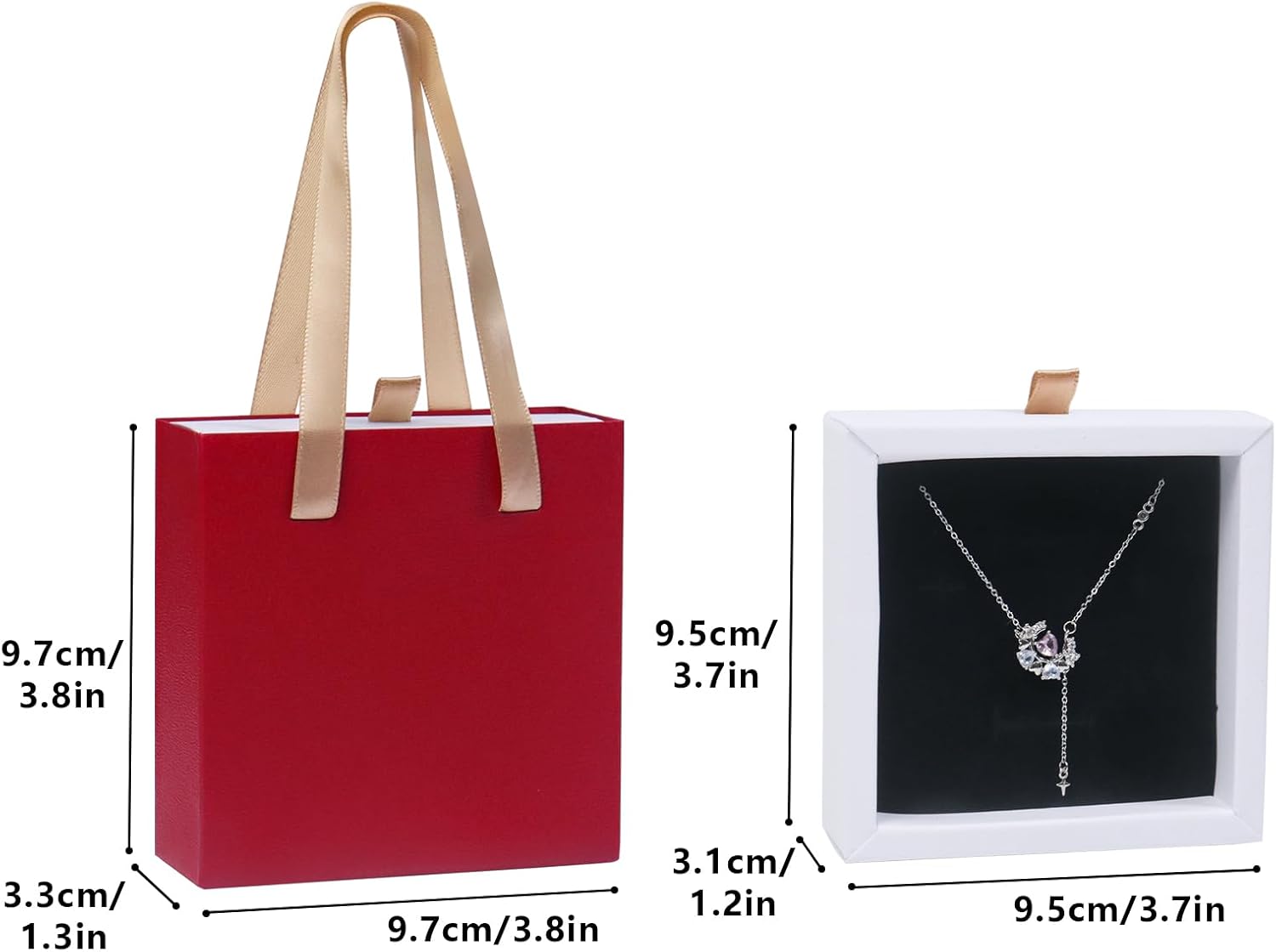 Detalle de 8.3×8.3×3cm Jewellery Gift Box with Handle (Red) – Multi‑slot, DIY Friendly