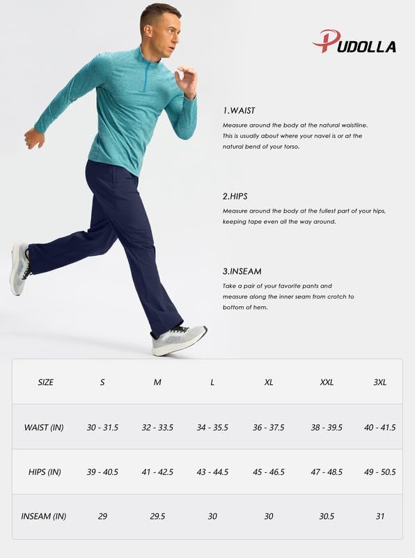 Thumbnail 6 de Pudolla Men's Fleece Lined Sweatpants with Zipper Pockets