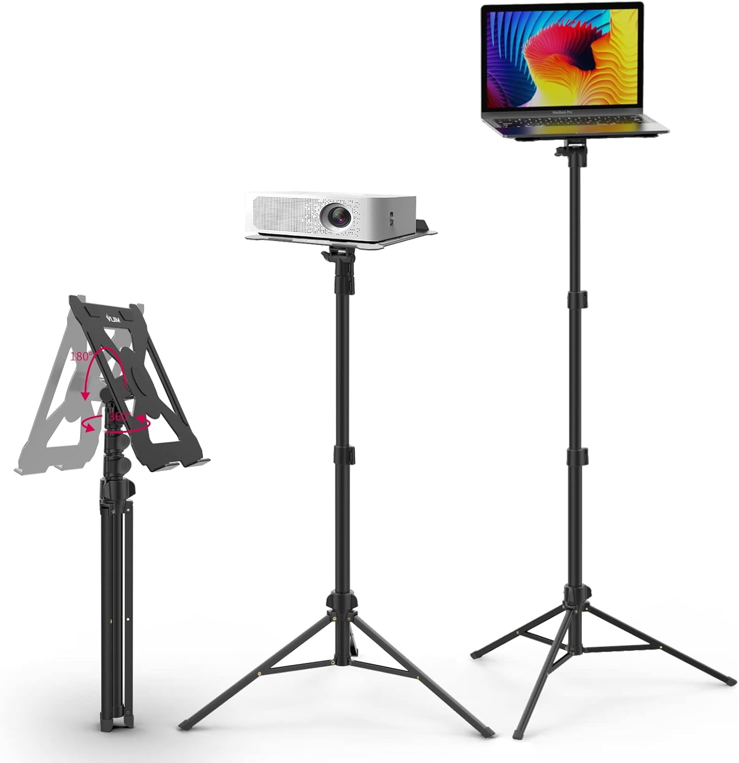 ULANZI Support de vidéoprojecteur réglable (60 à 150 cm), aluminium, plaque pliante, hauteur et angles ajustables