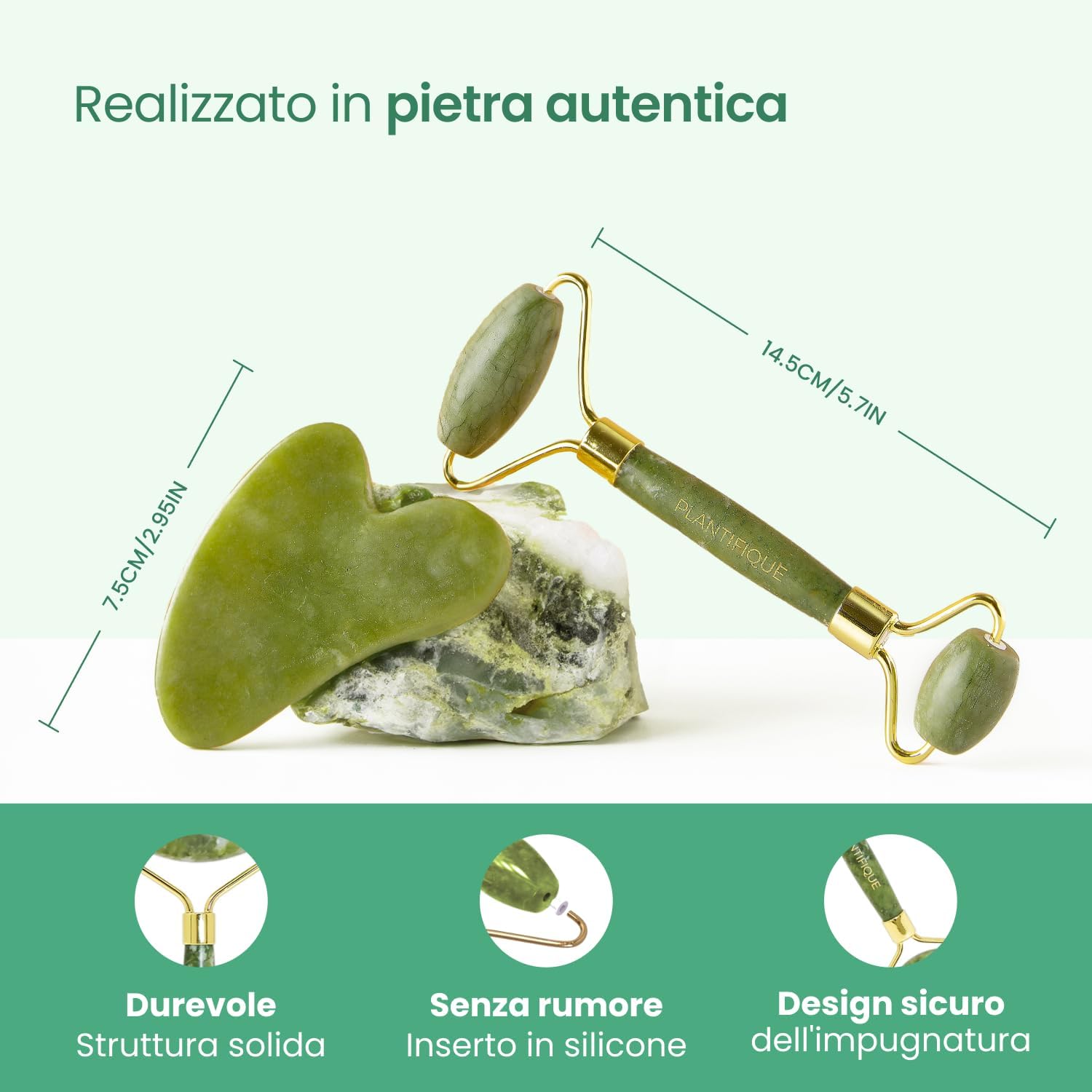 Thumbnail 4 de PLANTIFIQUE Rullo di giada viso con Gua Sha — kit massaggio 🧖♀
