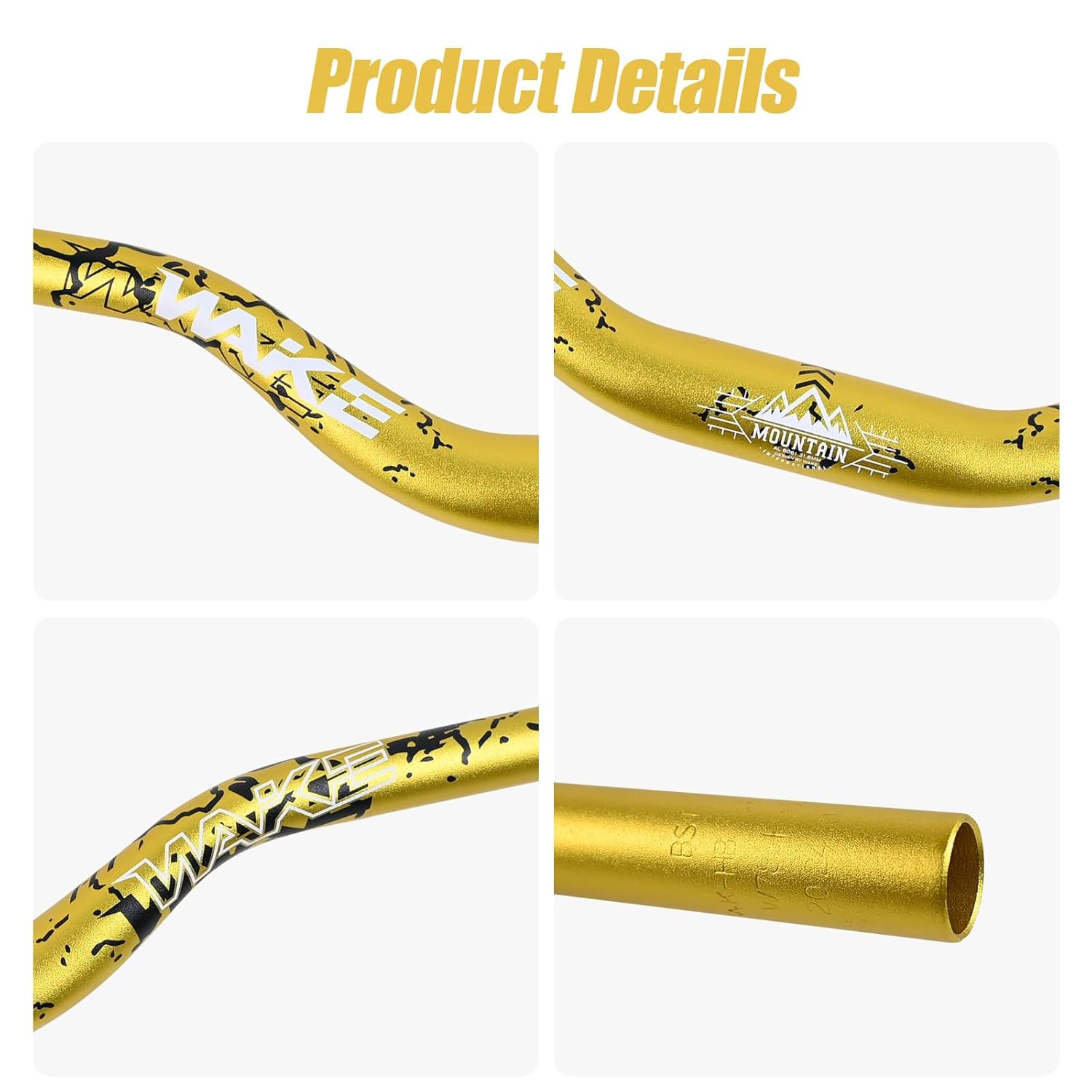 Detalle de Wake Bike Handlebar 31.8mm x 780mm Extra Long Aluminium Alloy Riser Bar (Gold)