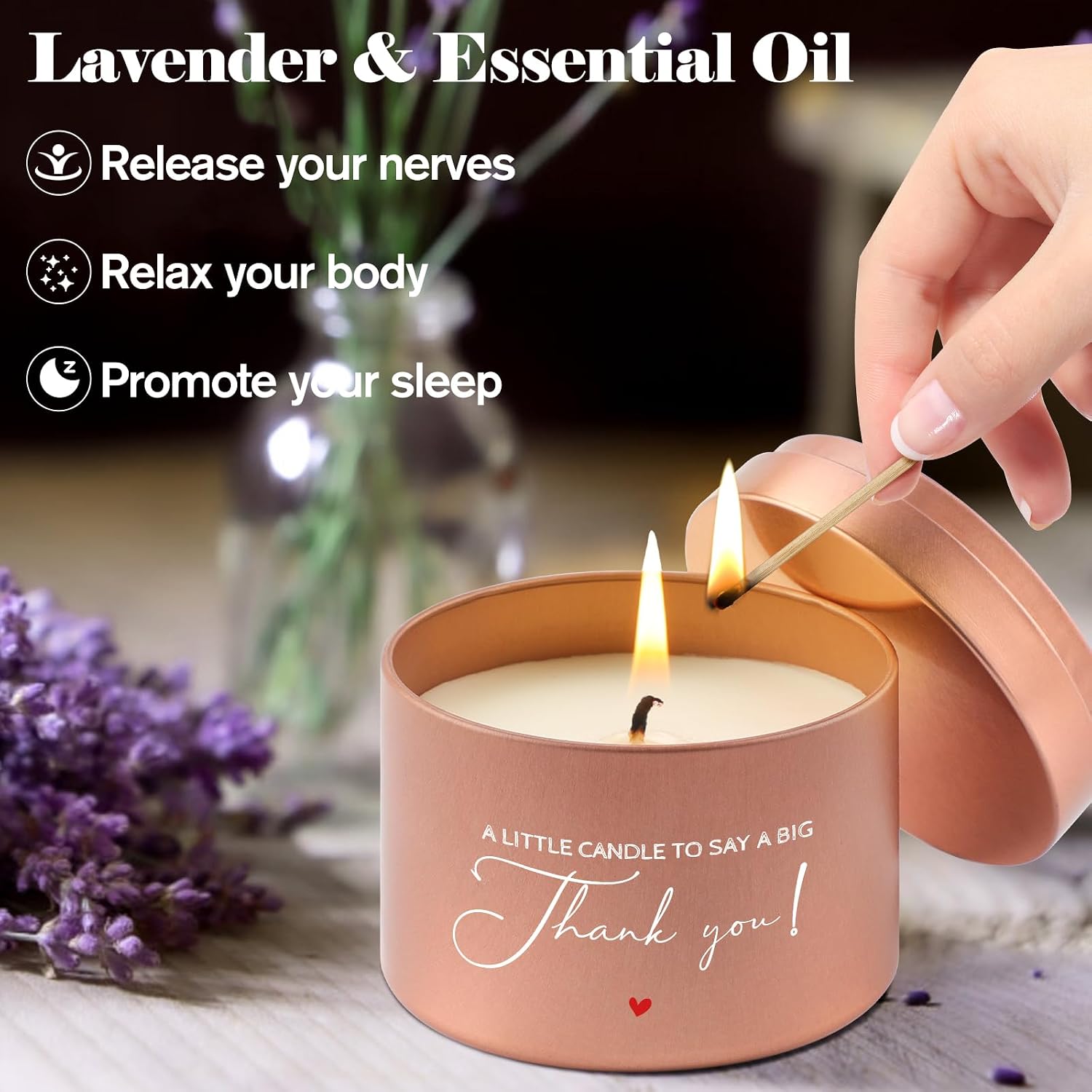 Detalle de PRSTENLY Scented Candle Gift for Women – Thank You Gifts for Birthday, Christmas, and Special Occasions