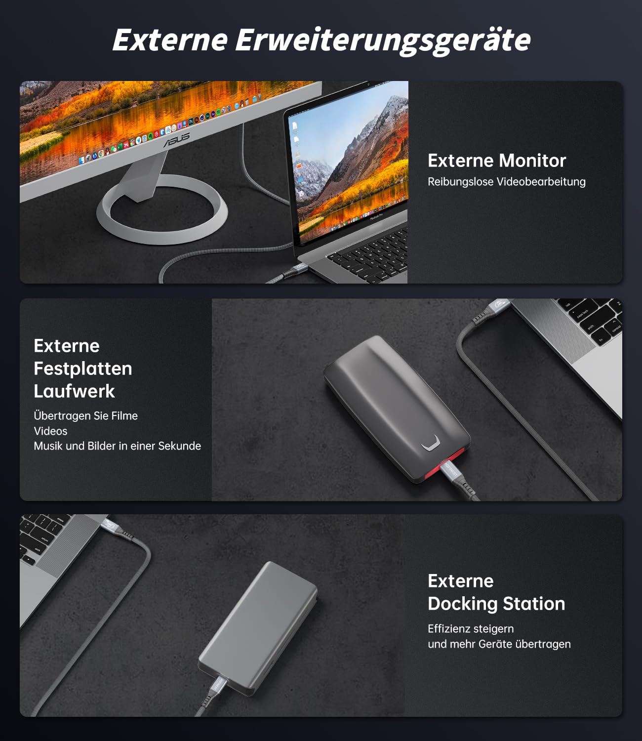 Thumbnail 6 de AGFINEST 240W USB4 Kabel: Thunderbolt 4 kompatibles USB-C Kabel für 8K/4K-Displays und Power Delivery 240 W