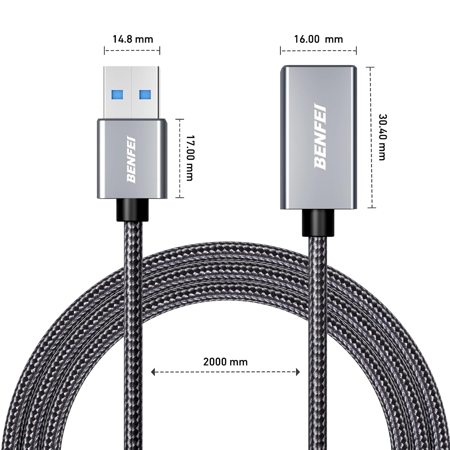 Thumbnail 7 de BENFEI Cable Alargador USB 3.0 ✨ 2M Nylon Trenzado