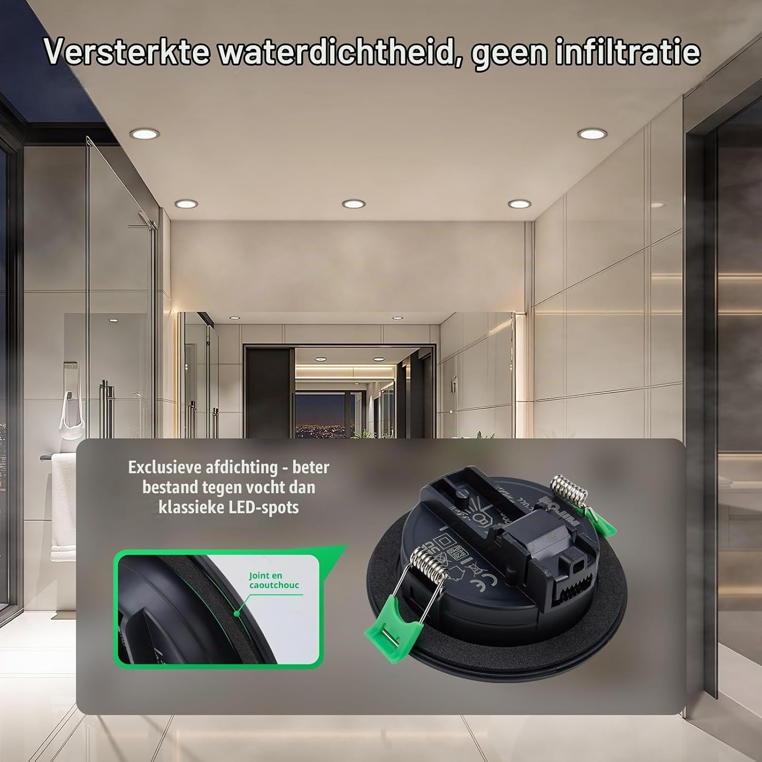 Detalle de Bojim SMD010 LED-inbouwspots, zwart, 10 stuks, IP65, 4000 K
