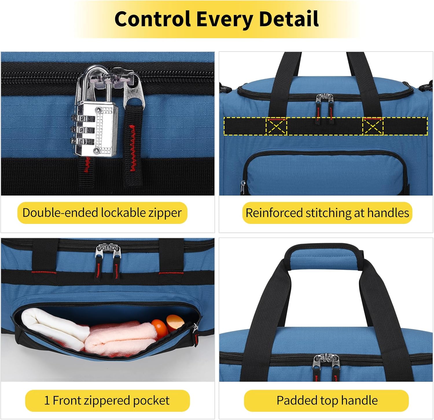 Thumbnail 4 de 55L Large Sports Holdall Bag for Men — 22 Inch Gym Duffle with Multi Pockets in Blue