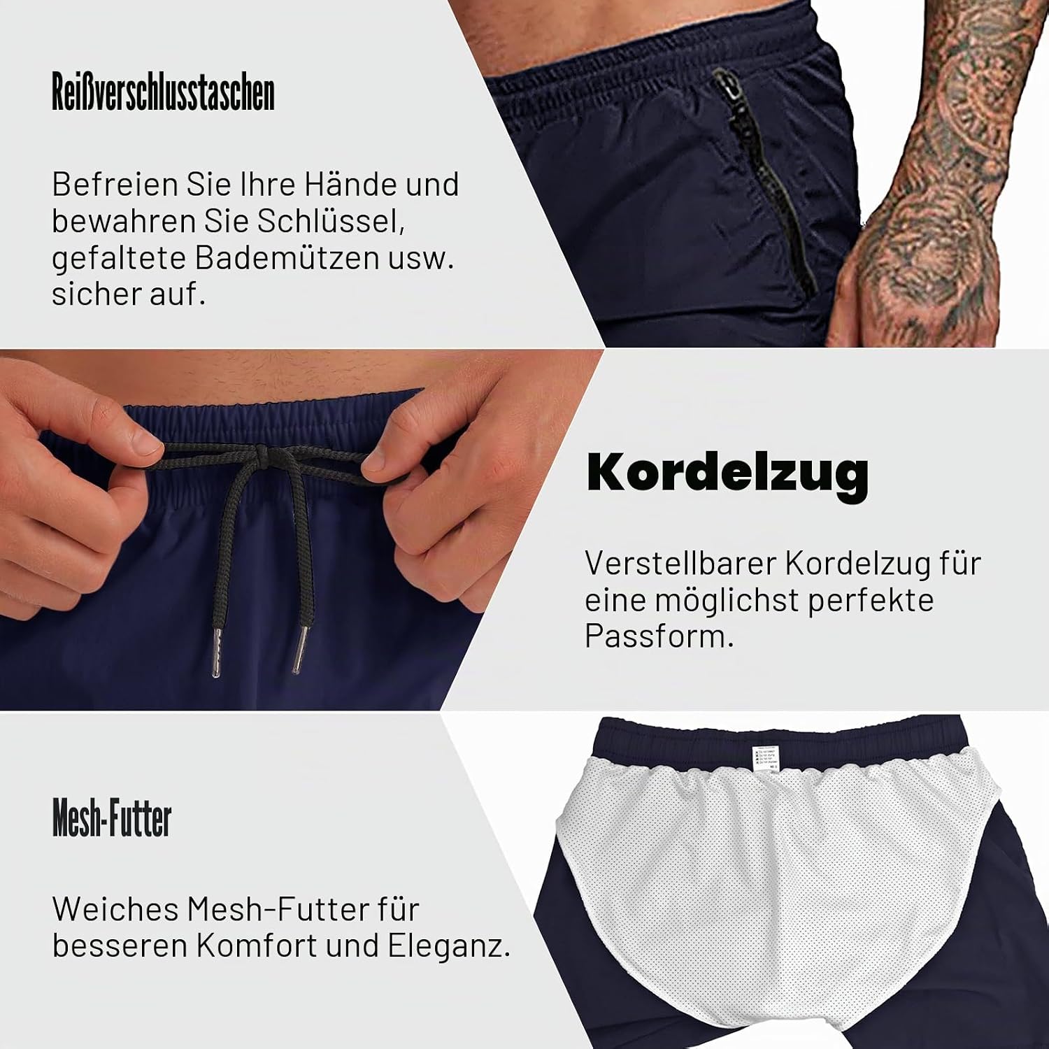 Detalle de TMEOG Badehose für Herren – Schnelltrocknend, Kurz & Wassersport-tauglich