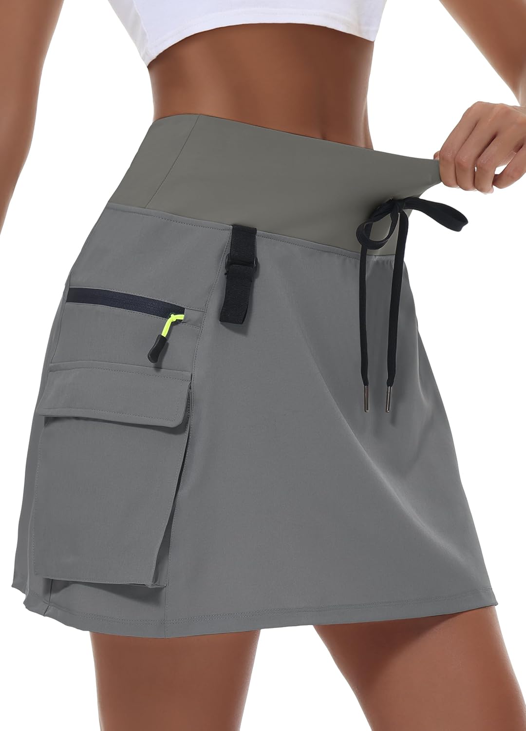 Detalle de MIVEI Women’s Hiking Cargo Skorts with Zipper Pockets (High-Waisted, Quick-Dry UPF 50+)