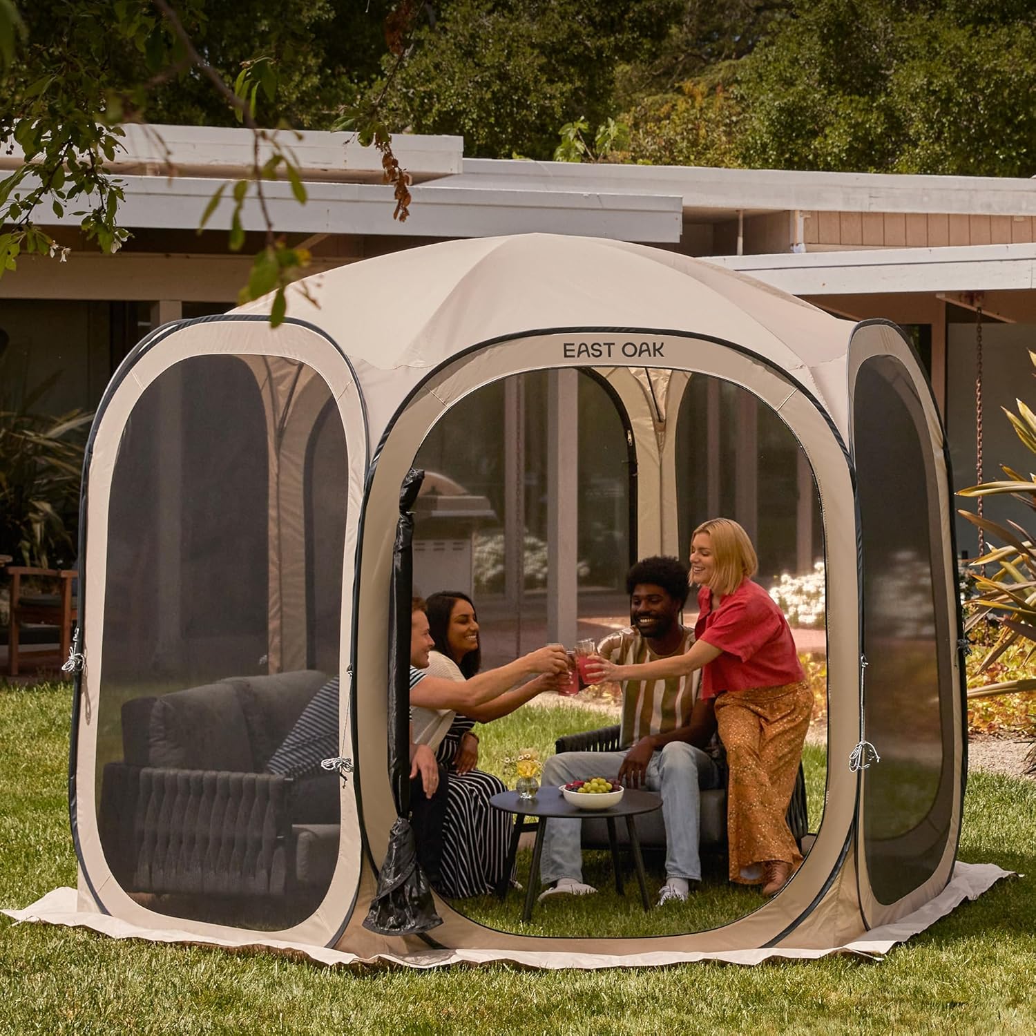 Thumbnail 5 de EAST OAK Screen House Tent Pop-Up (10 x 10 FT) — portable insect-screen canopy room, beige