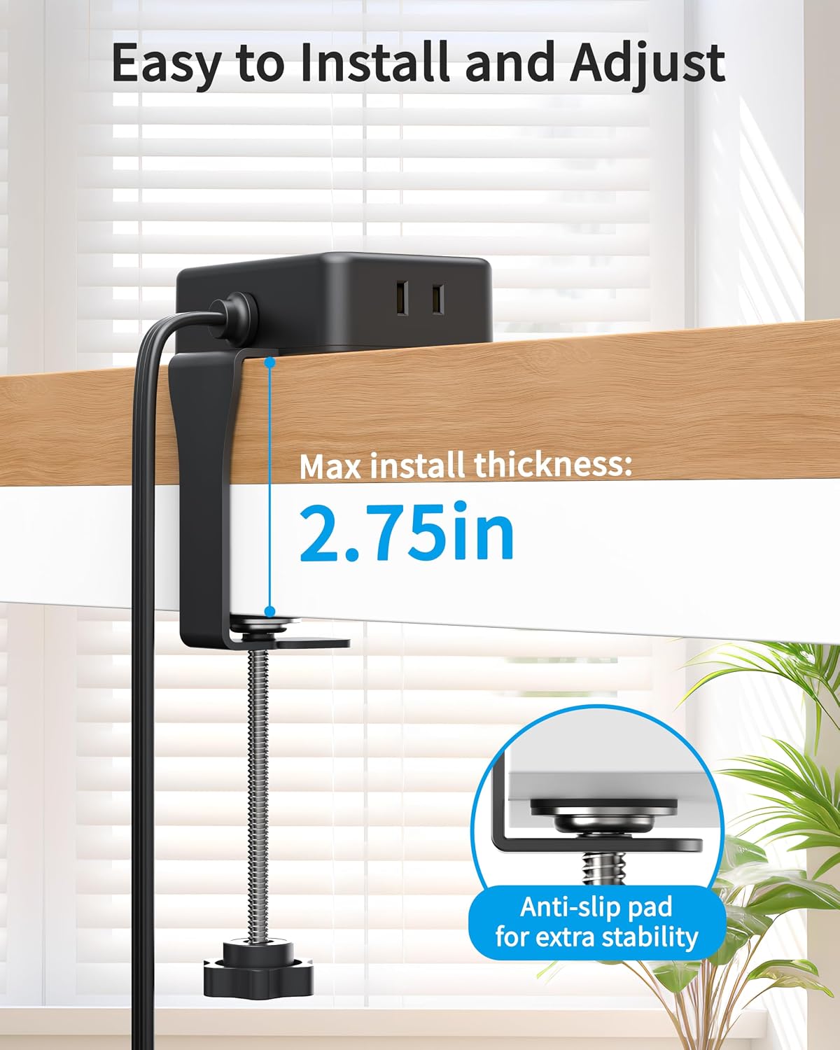 Detalle de Desk Clamp Power Strip, 4 Outlets