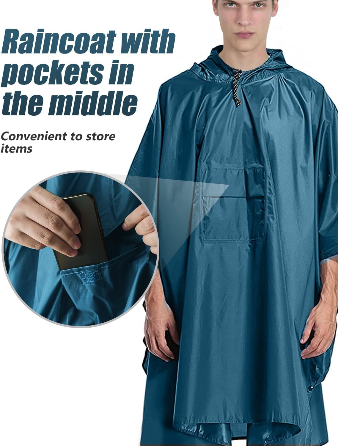 Detalle de Victoper Waterproof Poncho Adult: Lightweight, Reusable Rain Poncho for Outdoor Needs