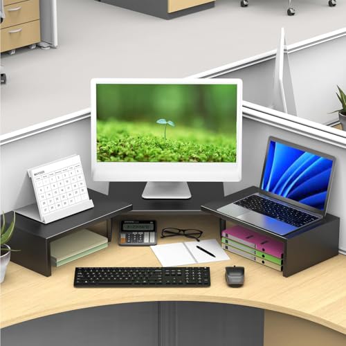 Detalle de Pygocereri Dual Stand Rise for Desk – Metal Desk Shelf Riser and Laptop/Printer Stand