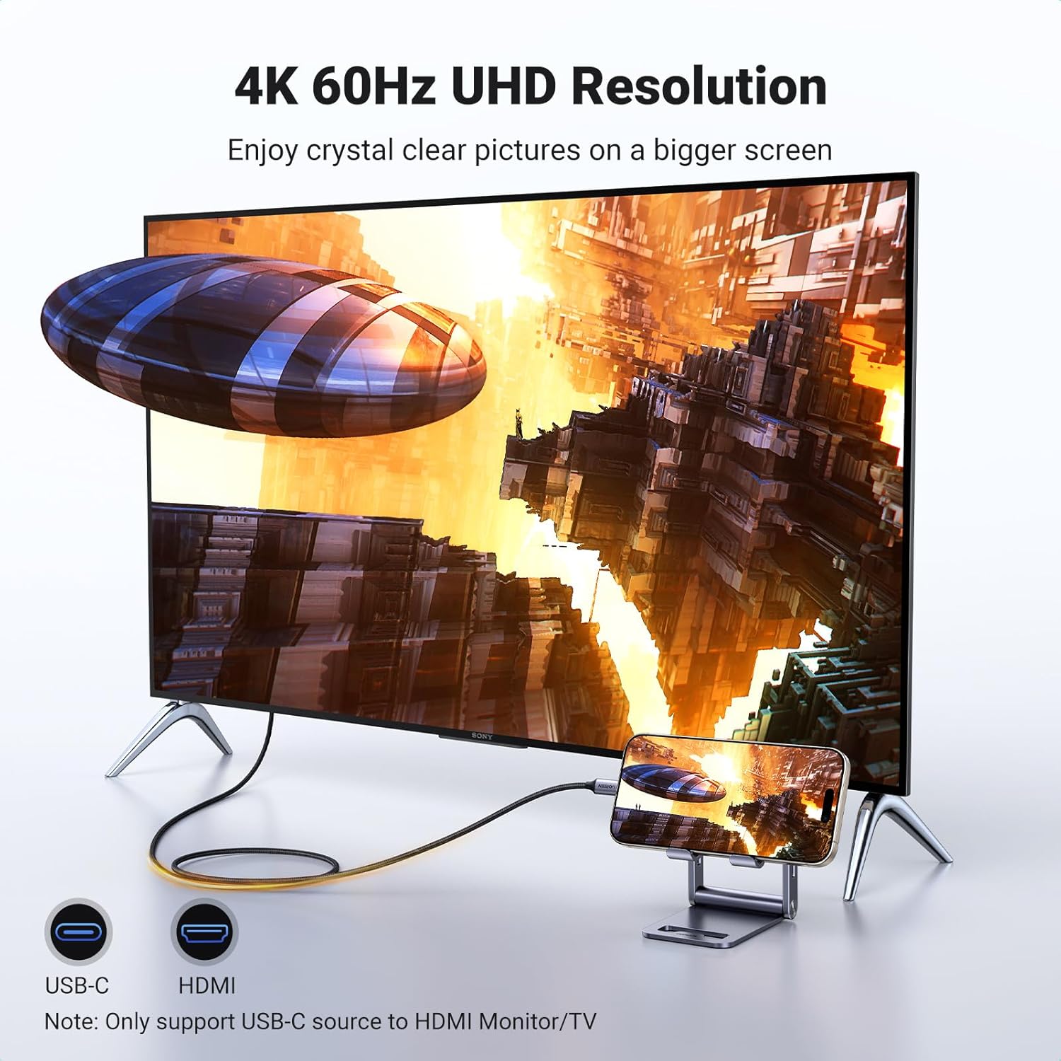 Thumbnail 1 de UGREEN USB-C to HDMI Cable (Type C to HDMI) with 4K@60Hz support — Thunderbolt 3/4/5 compatible