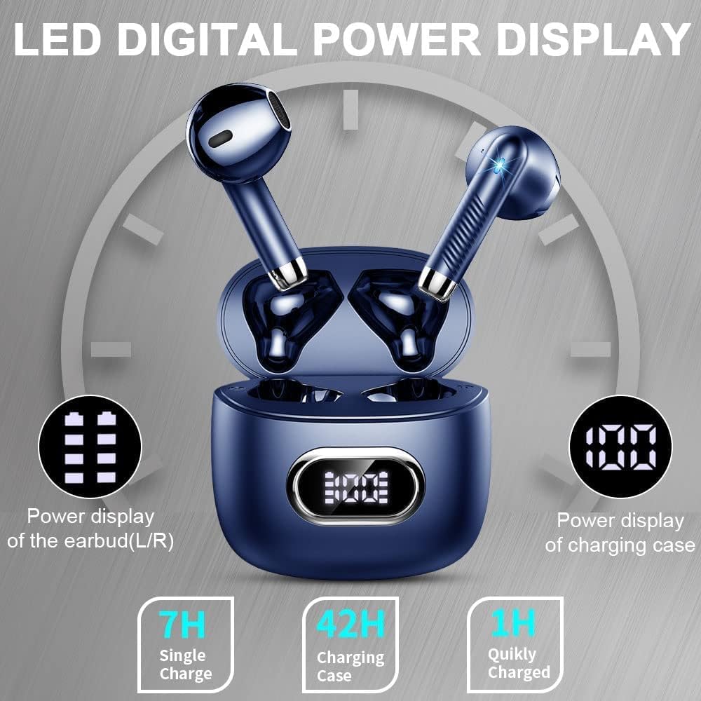 Detalle 2 de Drsaec Wireless Earbuds (2026) with Bluetooth 5.4, IP7 Waterproof, 42H Playtime and LED Charging Case