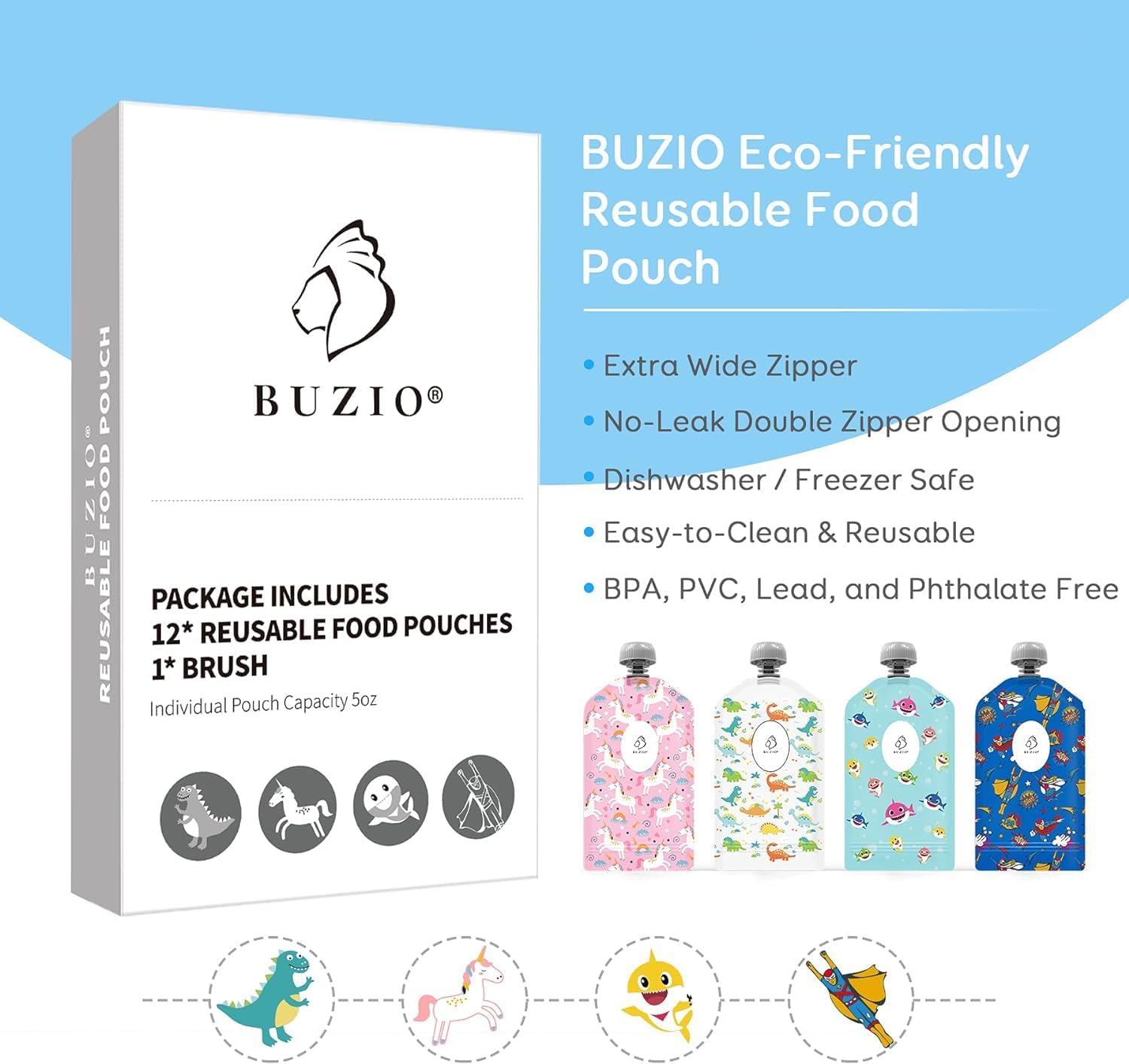 Thumbnail 5 de BUZIO Baby Reusable Food Pouches 148ml