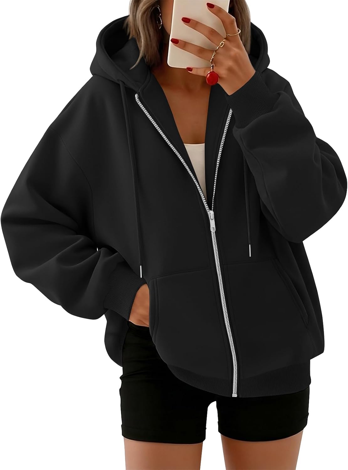 Detalle de Trendy Queen Womens Zip Up Hoodies 2026 Oversized sweatshirt