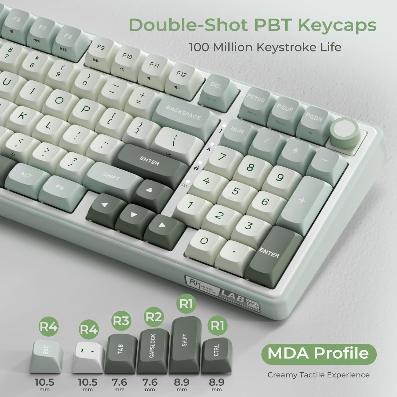 Detalle 2 de RK ROYAL KLUDGE R98 Pro 96% wired mechanical gaming keyboard with number pad and volume knob