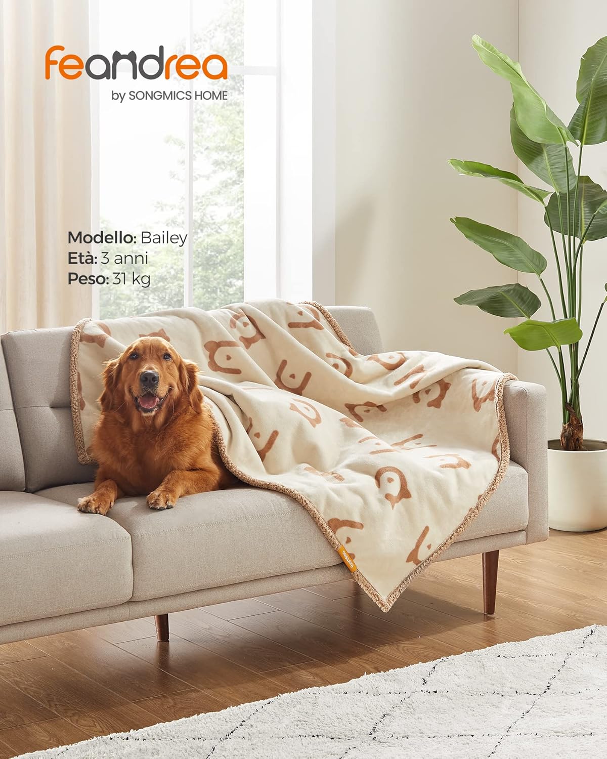 Thumbnail 1 de Feandrea Coperta impermeabile per cani e gatti PPB060K01, reversibile in sherpa, 152 x 127 cm (XL)