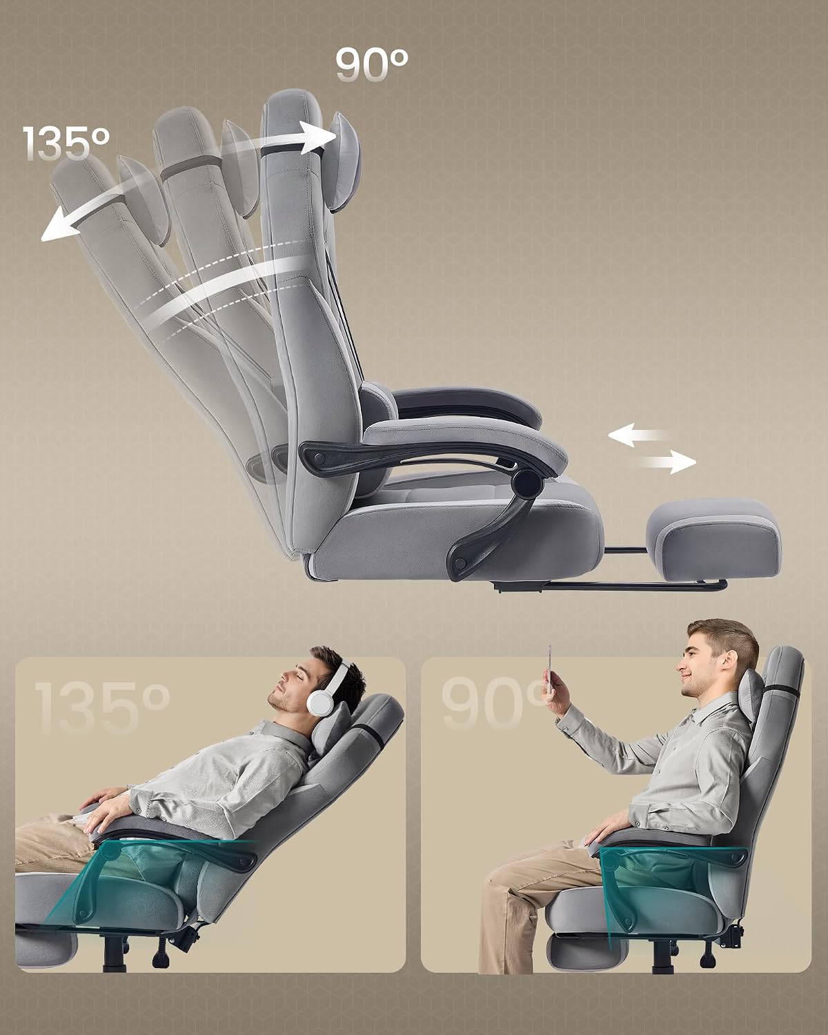 Thumbnail 6 de SONGMICS Sedia Gaming OBG077G02: ergonomia, comfort e stile per work e gioco