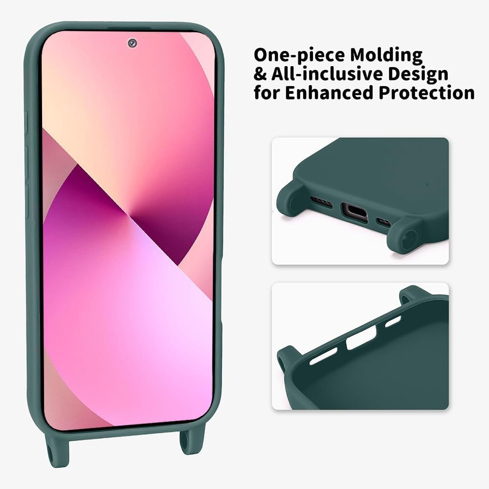 Thumbnail 3 de Handyband für Samsung Galaxy A16 5G Hülle mit abnehmbarer Kordel – MoEvn Herz Love Design (Silikon), grün