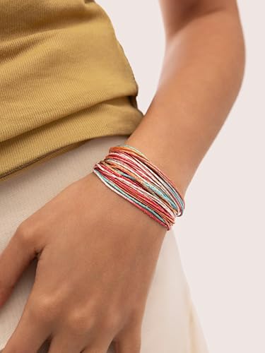 Detalle 2 de SINGULARU Pack de 3 Pulseras Rainbow Spark – Acero y Cordón para Mujer