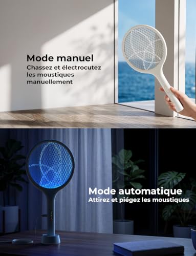 Thumbnail 2 de YISSVIC Raquette Électrique Insectes 4000 V, 1500 mAh, Base Stable, UV 365 nm – Anti-Moutiques et Anti-Mouches