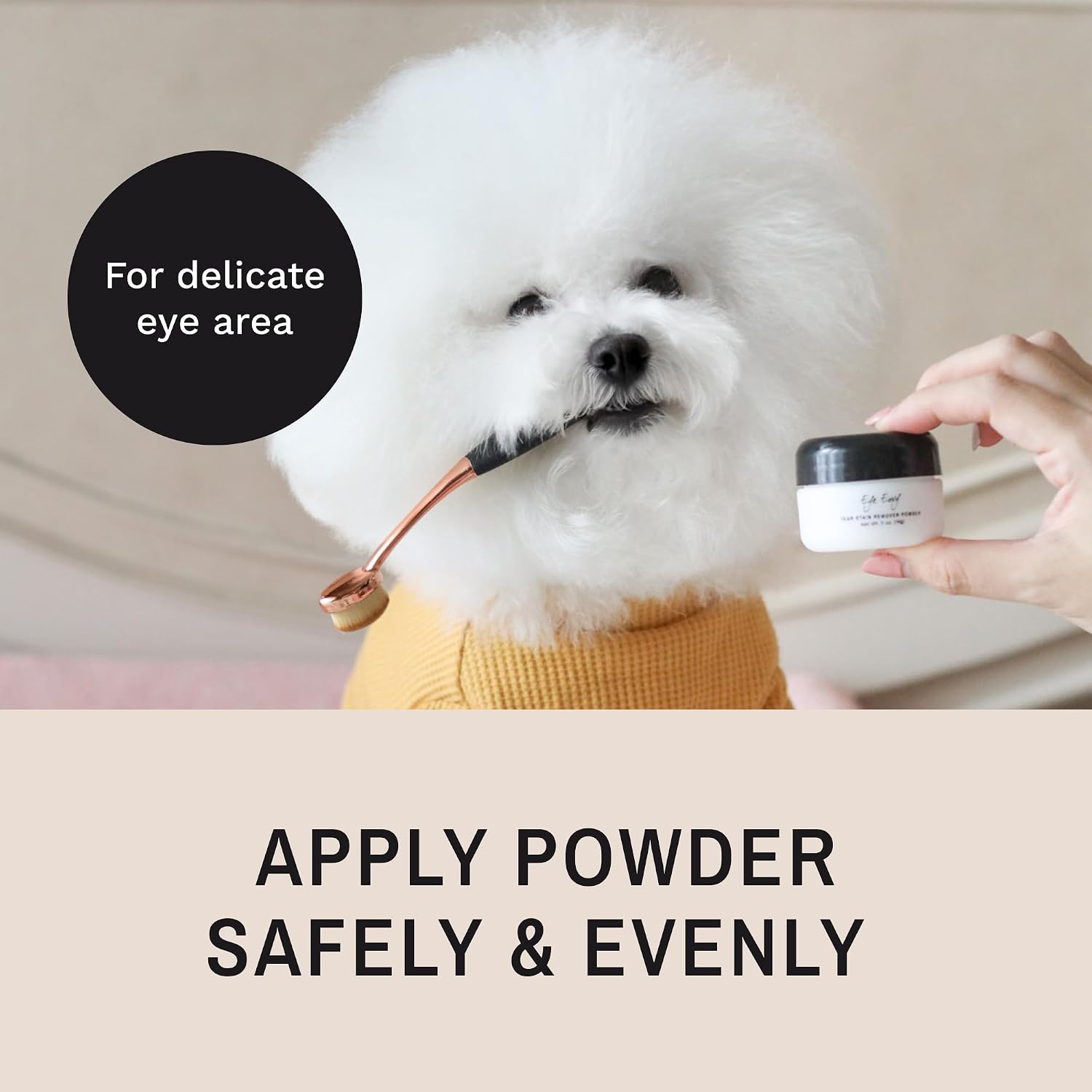 Detalle 2 de Eye Envy ProPowder Applicator Brush 小型犬・猫向け涙やけパウダーブラシ、ナイロン毛・洗浄可能