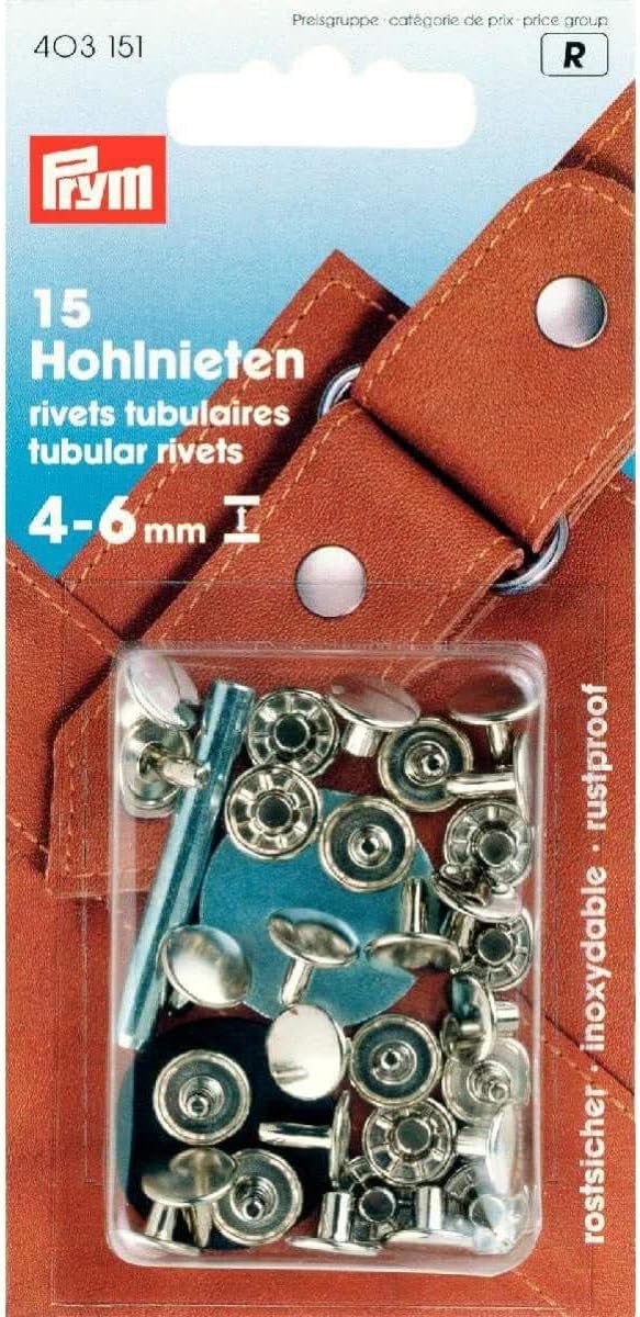 Detalle 2 de Prym 403151 – nity rurkowe 4–6 mm z mosiądzu, 15 sztuk z narzędziami