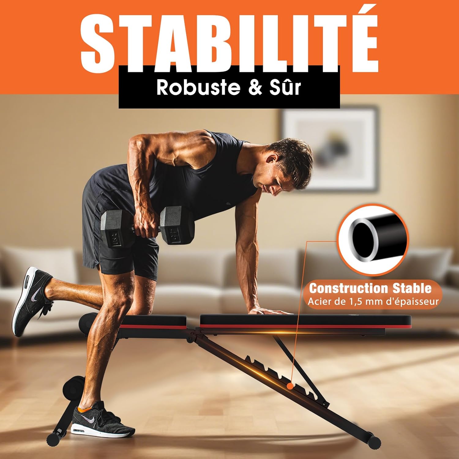 Thumbnail 2 de DH FitLife Banc pliable 8 en 1 réglable et incliné : gain de place 80%