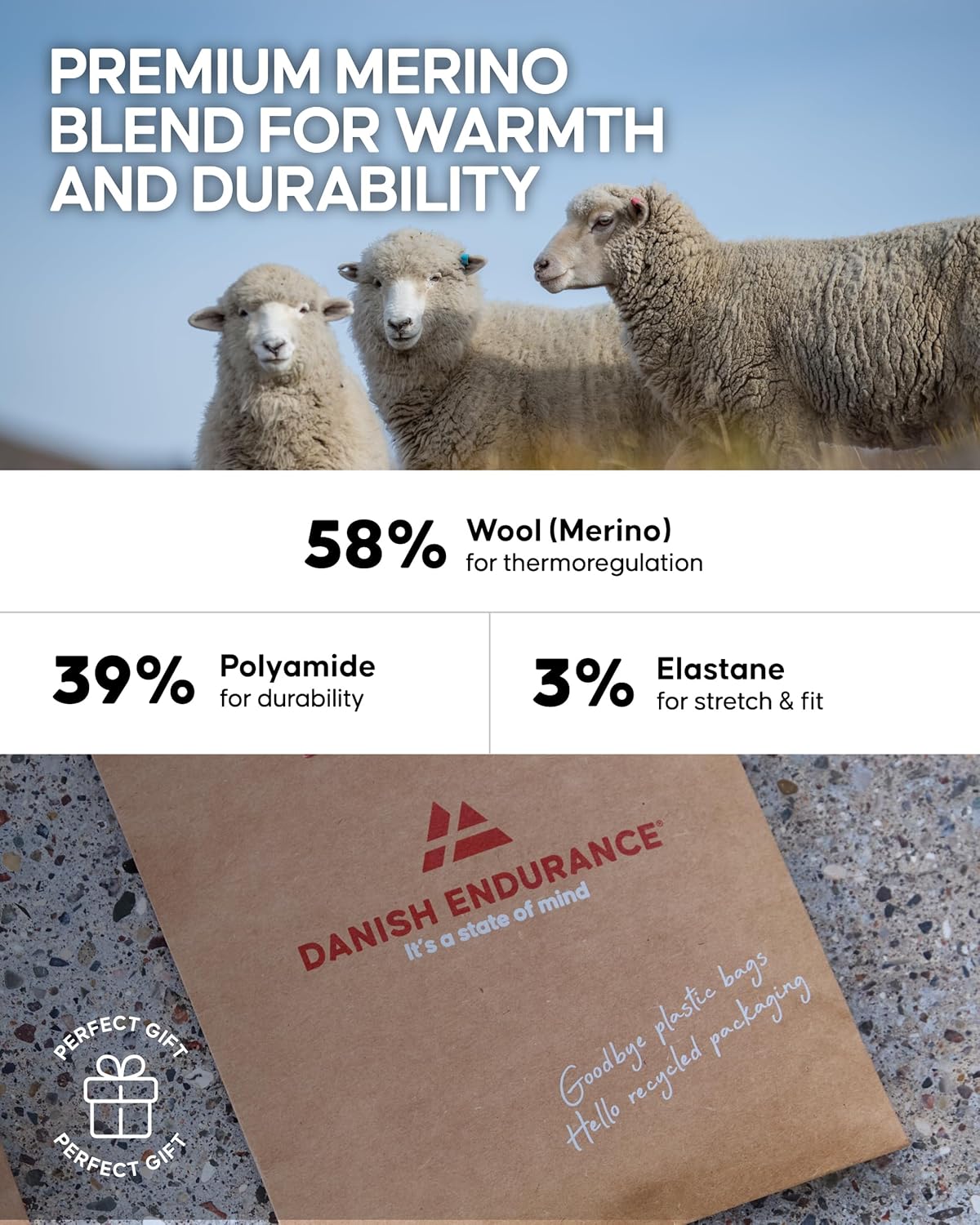 Thumbnail 4 de DANISH ENDURANCE Merino hiking liner socks 2-pack