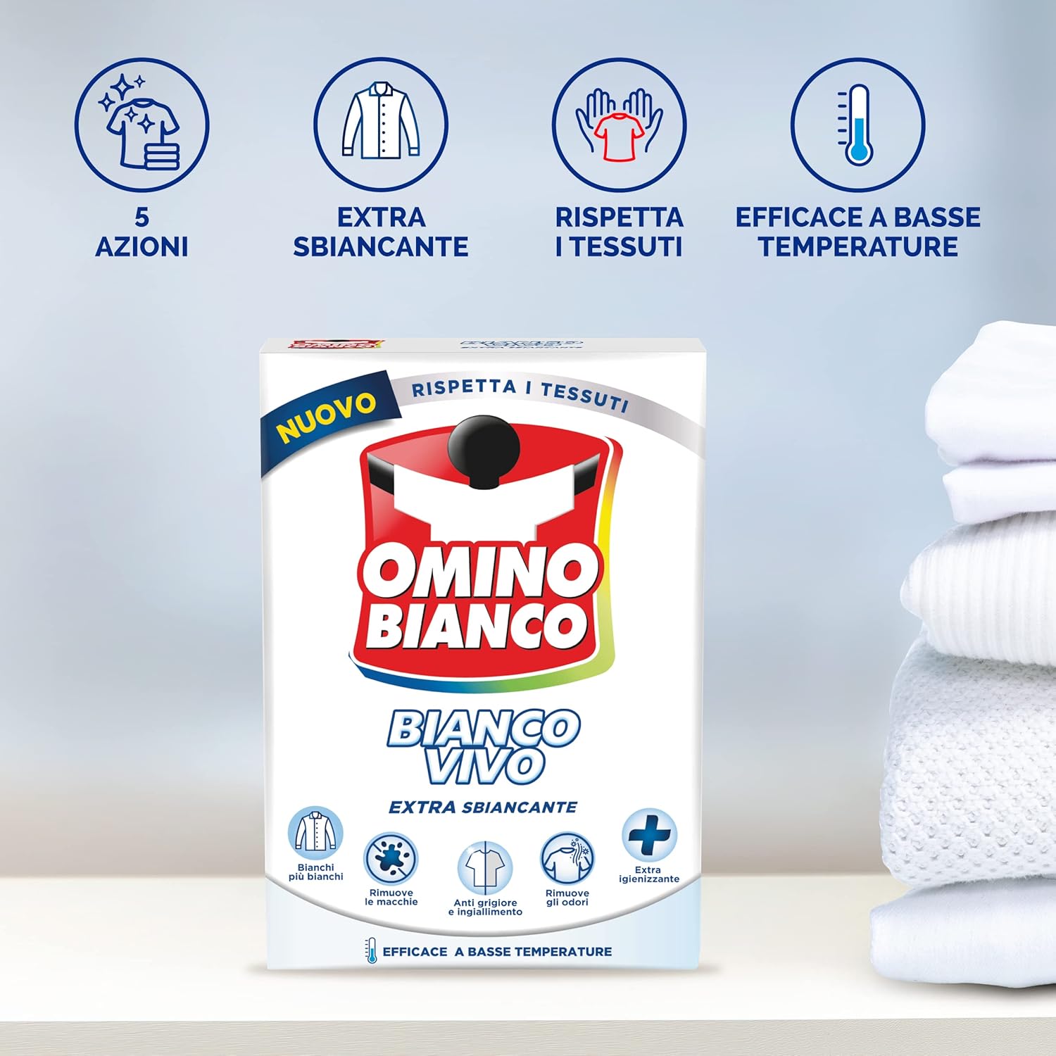 Detalle de Omino Bianco Bianco Vivo in Polvere - Additivo Lavatrice per Capelli Bianchi 500 g x 3